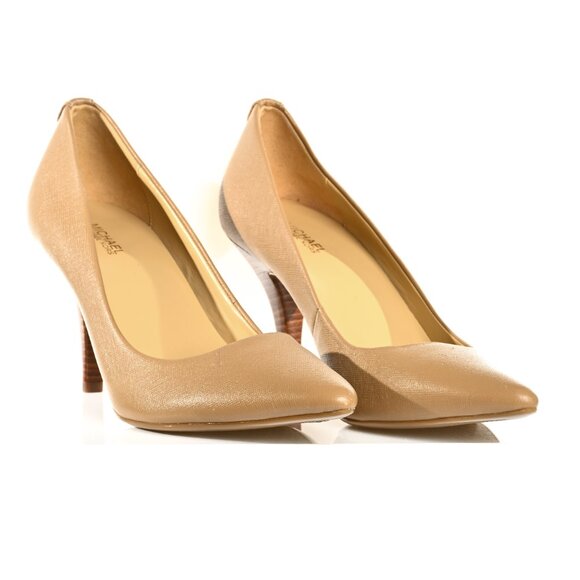 MICHAEL KORS Women's Beige Leather Flex Kitten Pump Size 8.5 - Picture 1 of 10